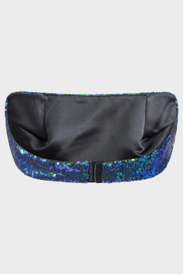 Sequined Bra Top in Blue and Green