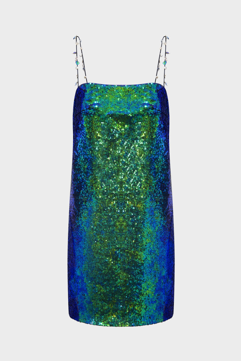 Blue and Green Sequined Mini Dress S/S 23