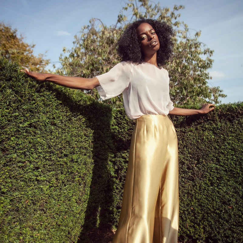 Gold Silk Satin Trousers