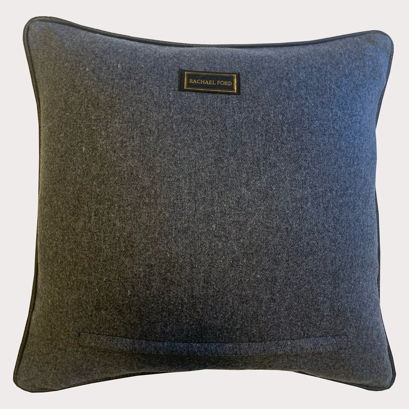 Wool Cushion with Mushrooms Appliqued in Recycled Leather