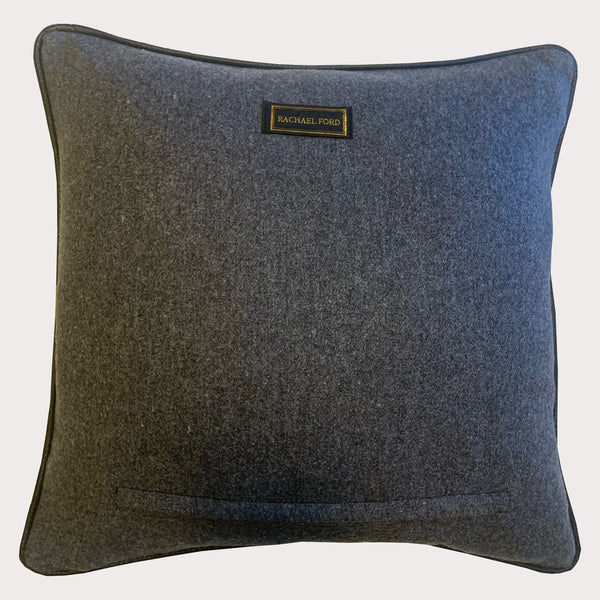 Wool Cushion with a Mushroom Applique in Recycled leather